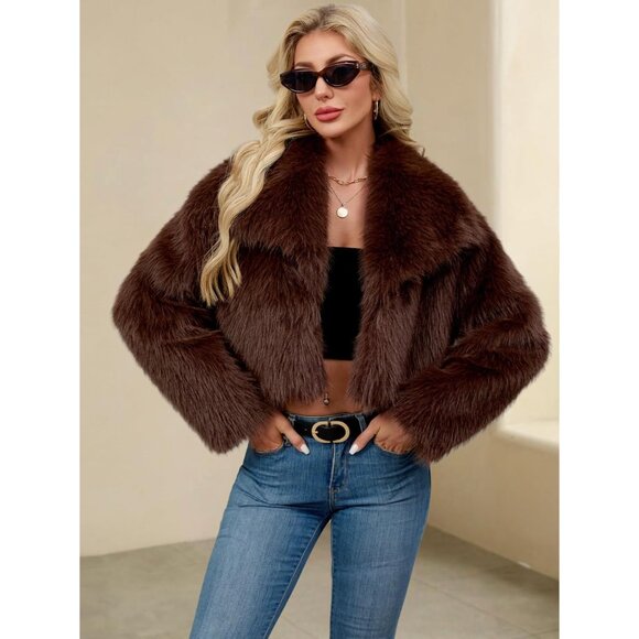 Versatile Long Sleeve Women's Faux Fur Coat - Chic Medium Winter Outwear - Picture 3 of 6
